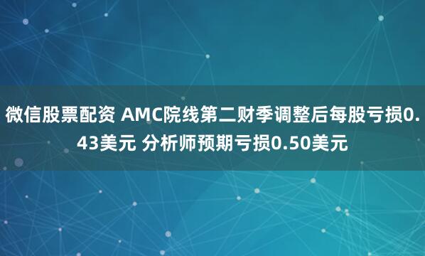 微信股票配资 AMC院线第二财季调整后每股亏损0.43美元 分析师预期亏损0.50美元
